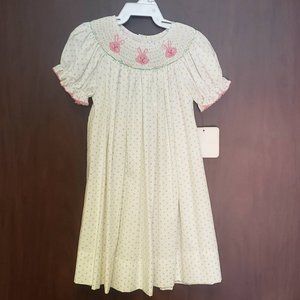 NWT Smocked Dress w/ Polk-a-dots - Easter Bunnies - Size 24 Months